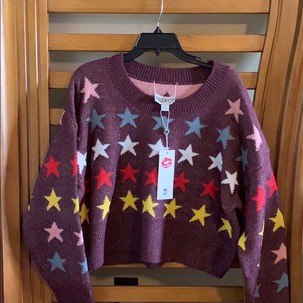 NWT Wildfox Star Long Sleeve sweater M